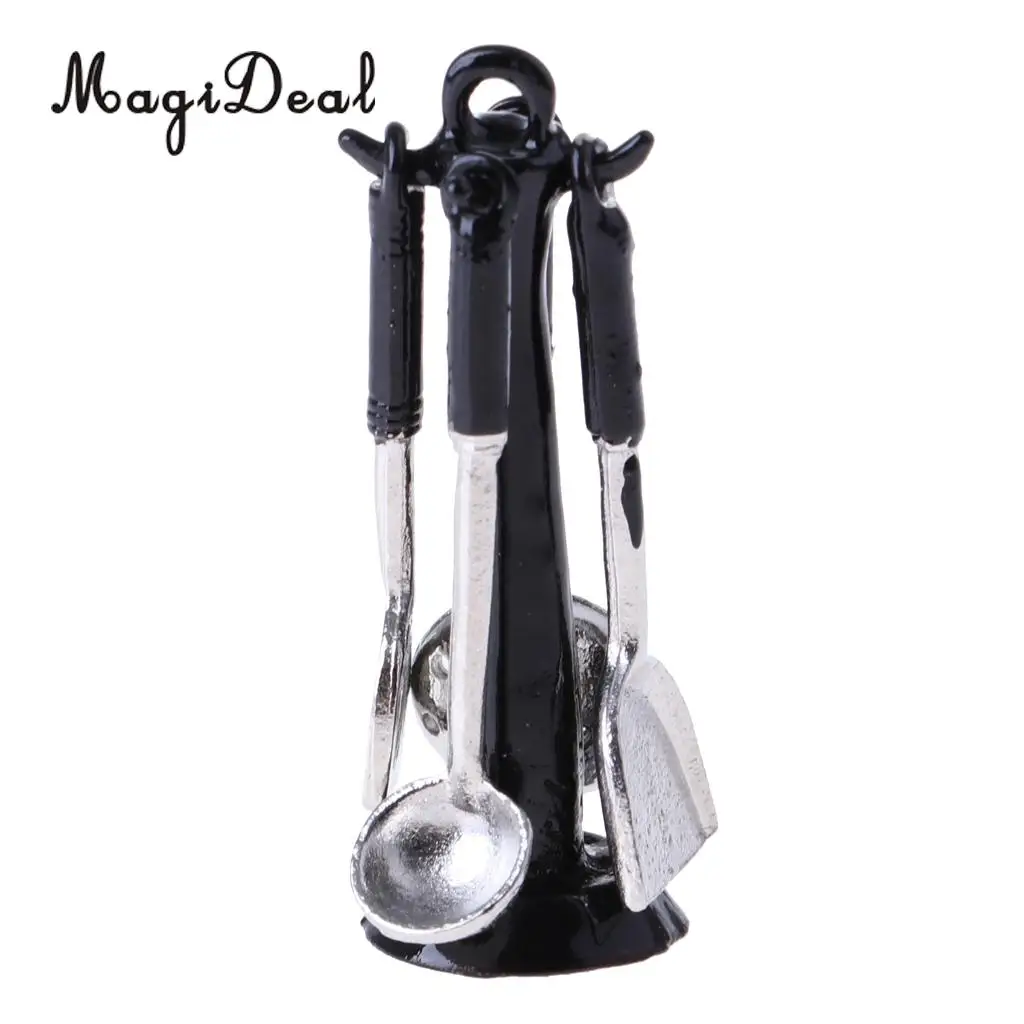 1/12 Scale Dollhouse Miniature Kitchenware Kitchen Accessories Metal Cooking Utensils Tools 4 Pieces Set Silver
