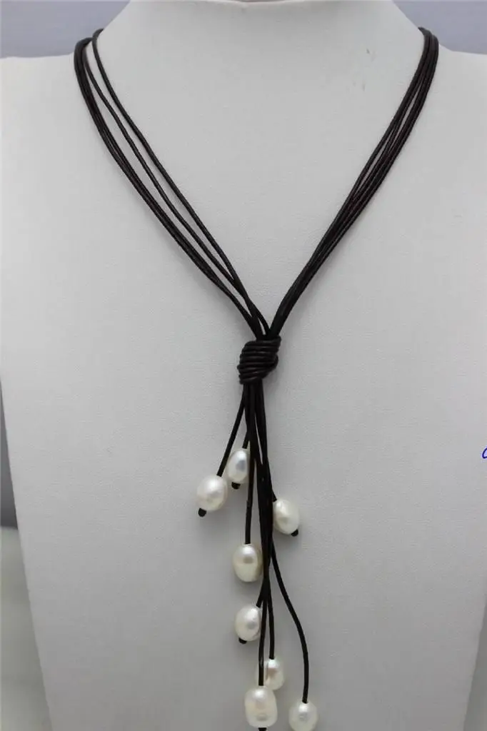 

Free Shipping white Freshwater Pearl necklace"Handmade"Alloy Strand/String 20" Noble style Natural Fine jewe