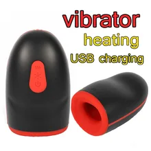 Male masturbator cup Preheating full coverage vibrator suck penis oral sex insert device sex toy vagina real pussy adult product