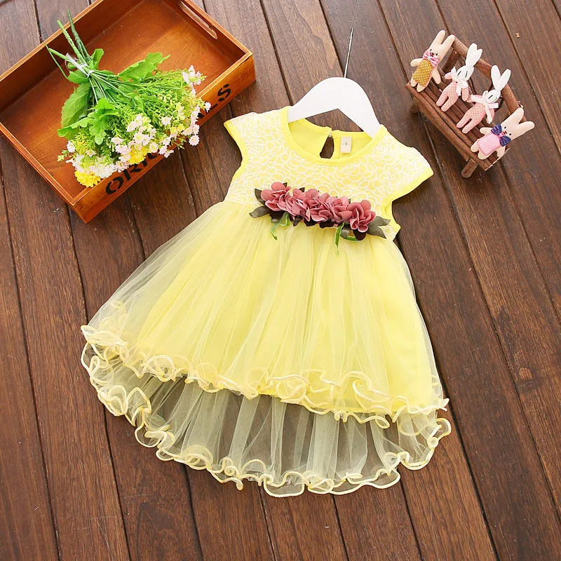 Infant Kids Baby Girl clothes Summer Floral print Geometry round neck ...