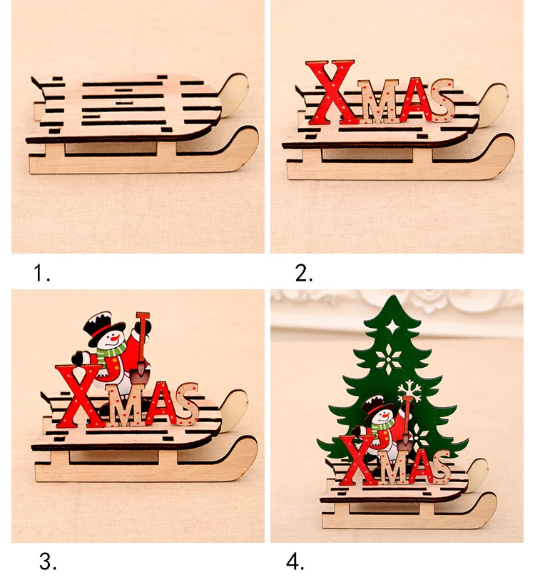 1 шт. деревянные украшения Рождественская елка украшения кулон деревянные сани в сборе для домашнего стола украшения детский подарок