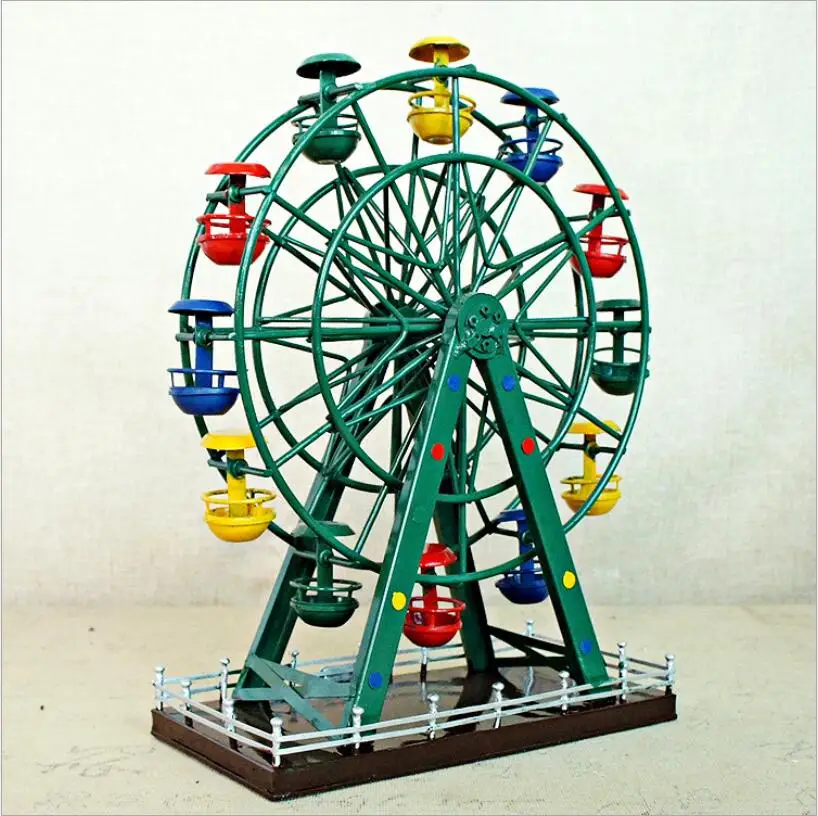 Ручная работа, антикварная модель из кованого железа, колесо обозрения, креативная Вращающаяся башня обозрения, домашнее настольное украшение, ремесла для детей, подарки - Цвет: green