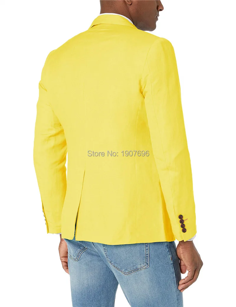 Желтый одиночный мужской блейзер для выпускного вечера, мужские топы, пиджак с зубчатым отворотом, новое модное пальто FOVIVA стиль 072202