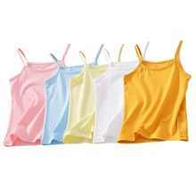 Новинка+ летняя повседневная однотонная блузка без рукавов с принтом, разноцветная хлопковая свободная и Дешевая Детская жилетка