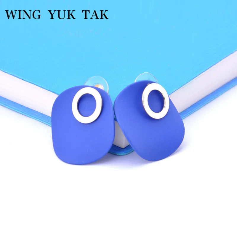 

Fashion Colorful Geometric Statement Stud Earrings For Women's Earrings Wedding Trendy Jewelry wing yuk tak Factory Wholesale
