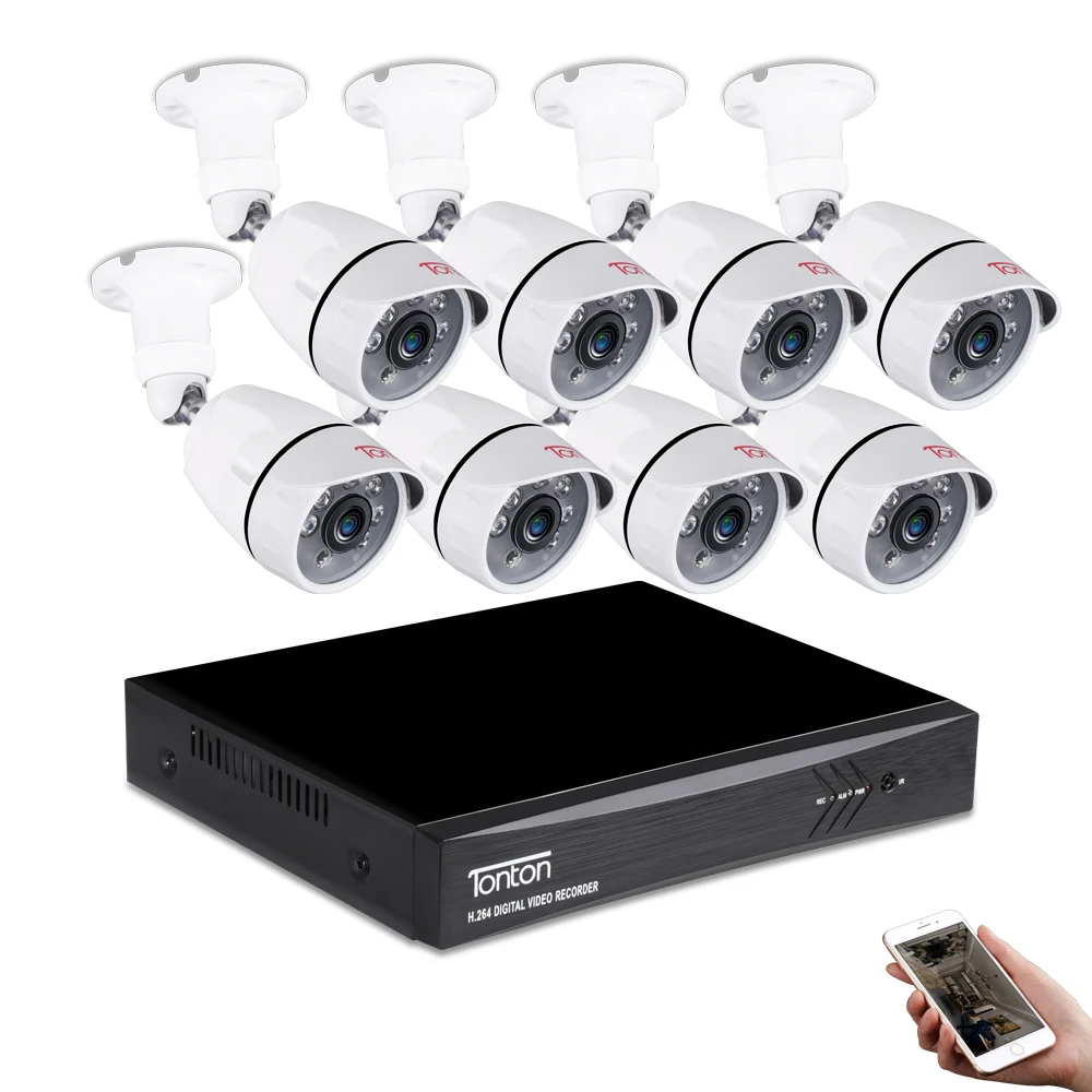 Tonton 8CH DVR 1080P HDMI система видеонаблюдения видеорегистратор 8PCS 2.0MP Домашняя