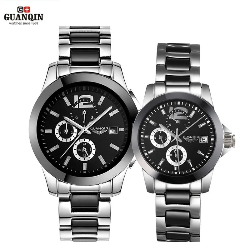 GUANQIN Ceramics font b Couples b font Lovers font b Watches b font Multifunction Waterproof Automatic