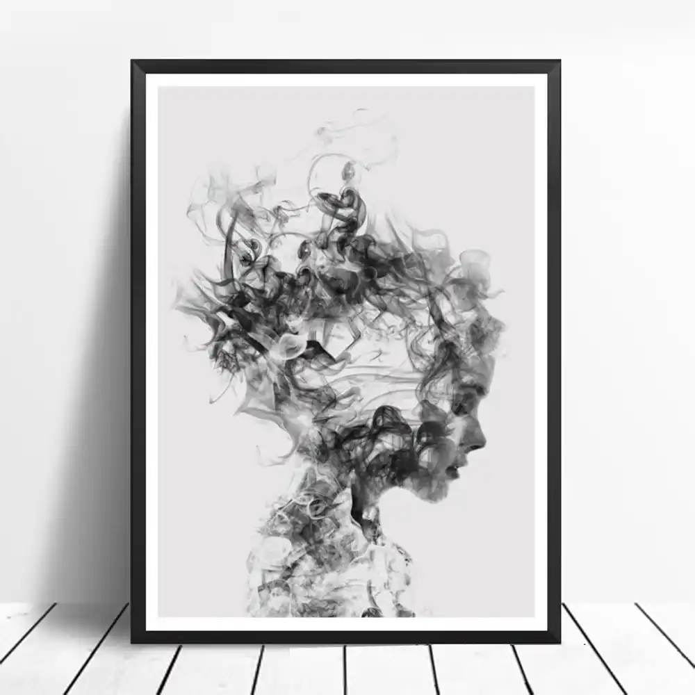 Moda Siyah Beyaz Sigara Sanat Baskilar Posteri Kisisellestirilmis