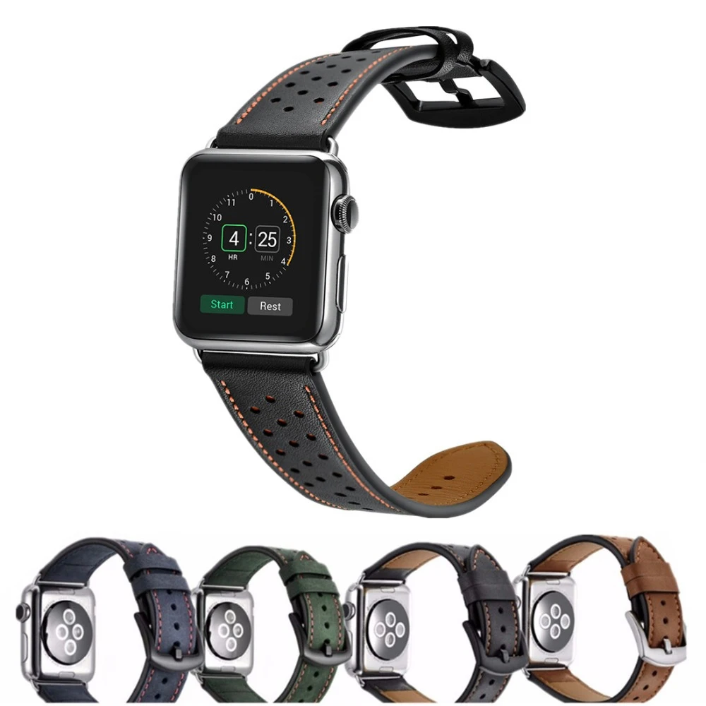 Genuine Leather Band For Apple Watch Serise 3/2/1 42mm/38mm iwatch Leather band wrist bracelet Crazy Horse pattern Strap