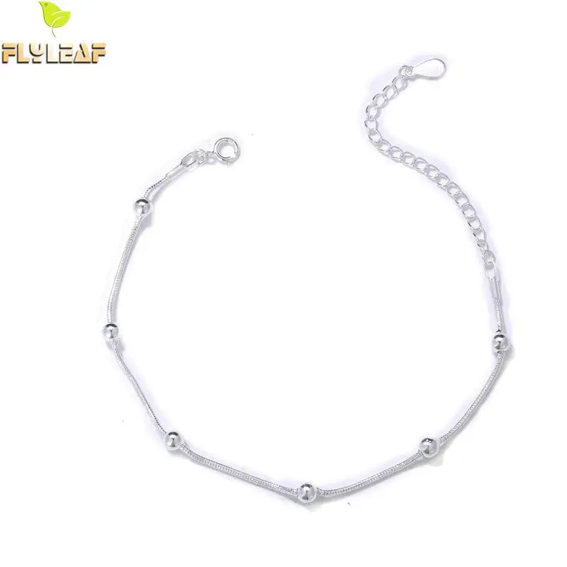 

925 Sterling Silver Small Beaded Bracelets For Women Flyleaf Simple Lady Fashion Jewellery Pulseras Mujer