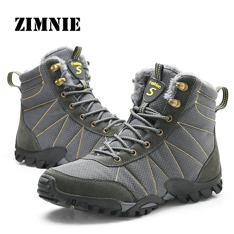 Зимняя мужская походная обувь ZIMNIE, мужские ботинки для охоты, альпинизма, мужские Нескользящие Горные ботинки, походные кроссовки размера плюс 36~ 46