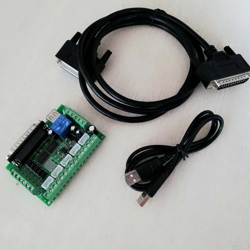 MACH3 Engraving machine 5 Axis cnc Breakout Board With Optical Coupler For Stepper Motor drive controller USB and parallel cable
