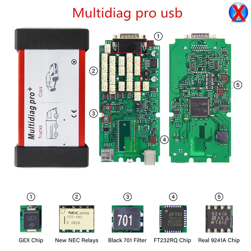 CDPTCS WOW Multidiag Pro Bluetooth. R3/. R1 активация keygen NEC 9241A CDPPro OBDII сканер автомобильный грузовик диагностический инструмент - Цвет: Multidiag pro usb