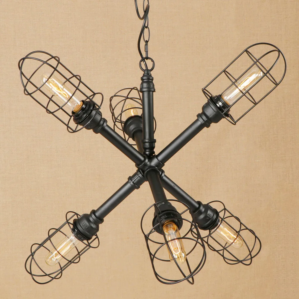 Винтаж Утюг окрашены Творческий подвесной светильник светодиодный 6 светильник подвесной светильник E27 110 В для Освещение для кухни Номер
