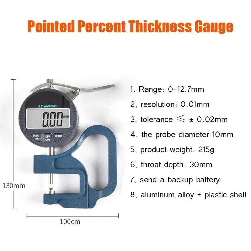 Указатель процентов толщиномер, 0-12,7 мерная бумажная пленка толщиномера