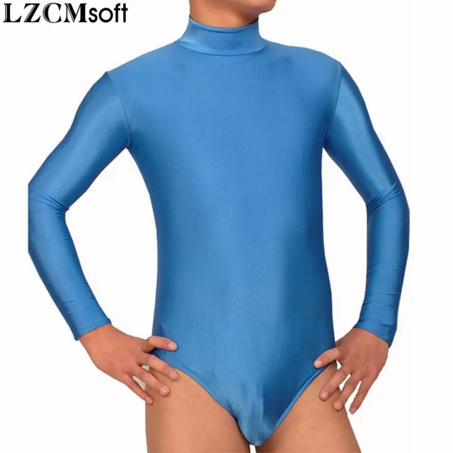 LZCMsoft Mens Long Sleeve Leotard Turtleneck Sports Jumpsuits Lycra Spandex Leotards Bodysuits