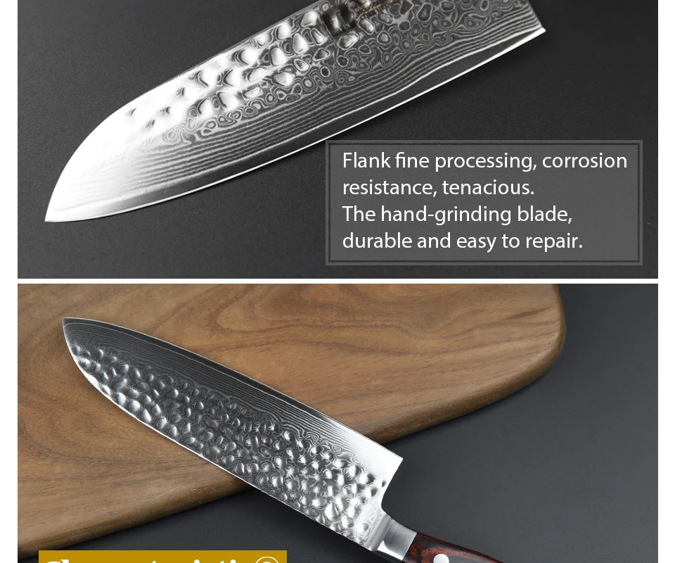 XINZUO 7 дюймов нож Santoku японский дамасский супер стальные кухонные ножи VG10 Core мясной овощной нож с деревянной ручкой Pakka