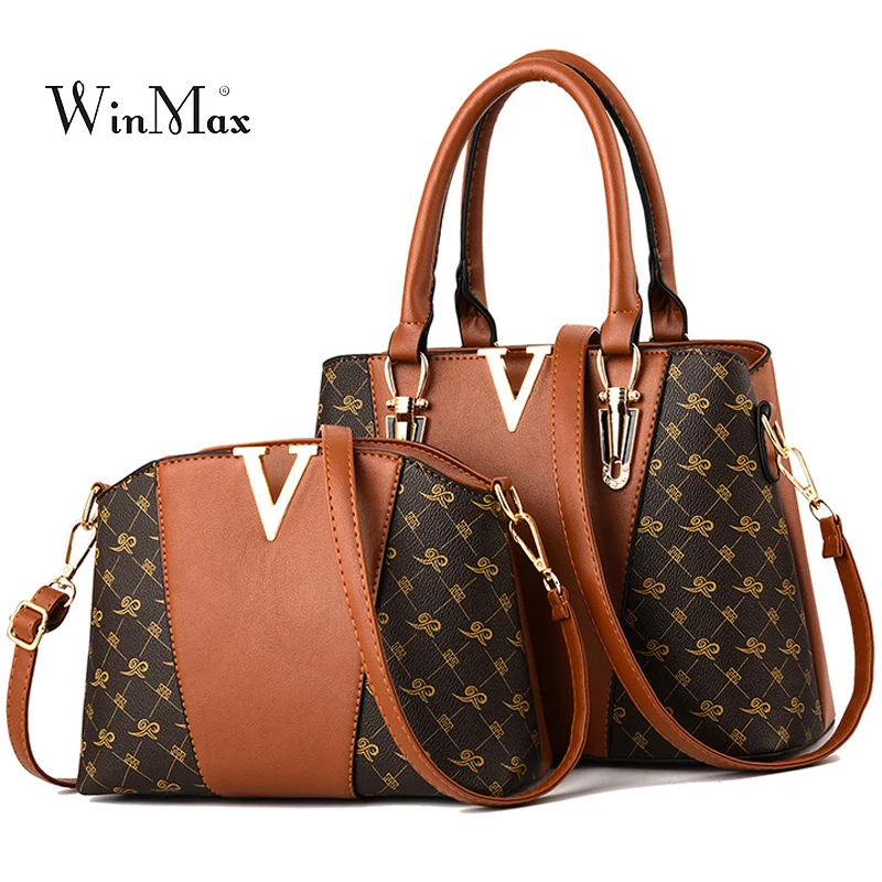 

Hot 2 PCS Bags Leather Women Handbag Set Female Pattern Tote Shoulder Bag Luxury Ladies Hand Bags For Women 2018 Sac Main Femme