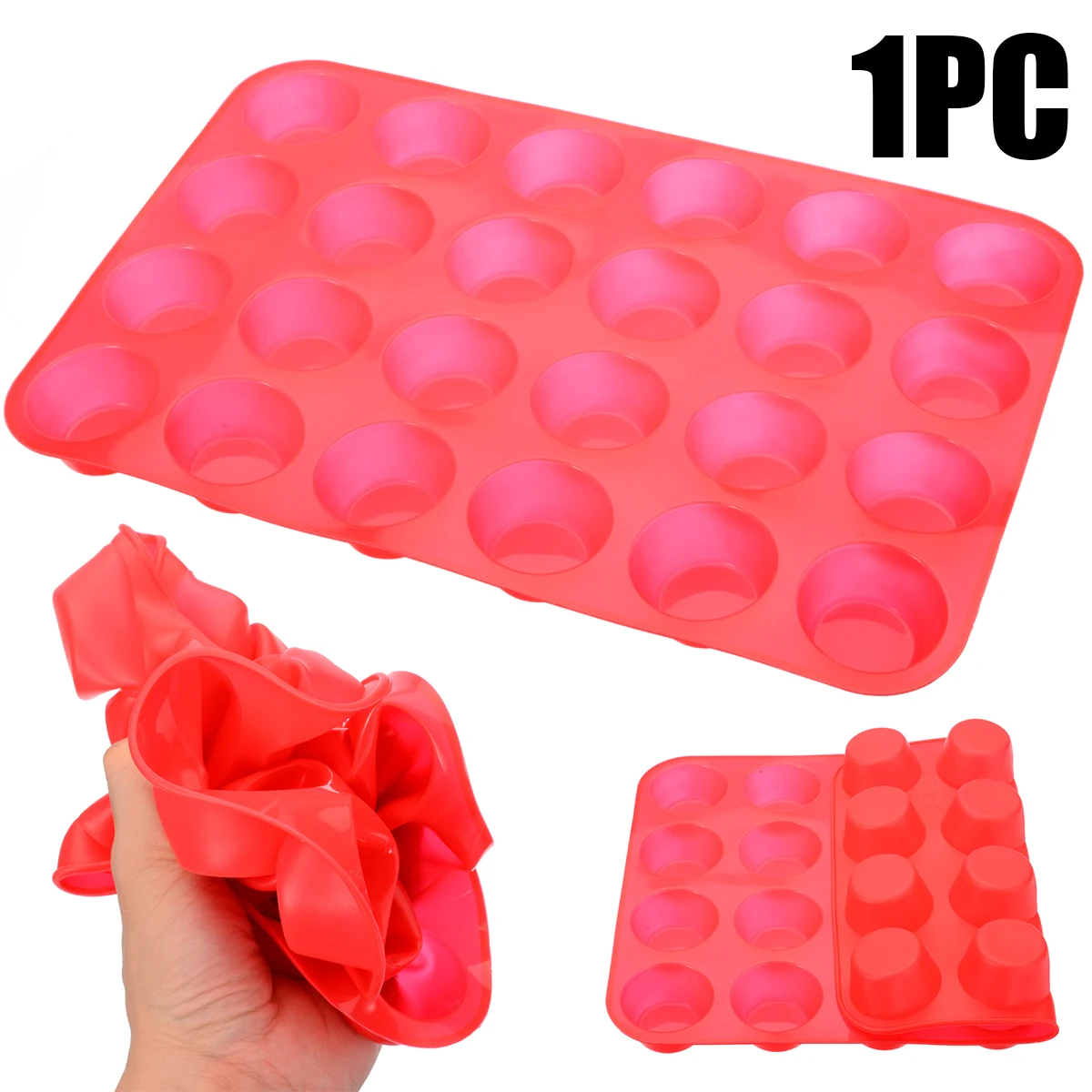 24 Cavity Muffin Cup Cake Mold Silicone Mini Donuts Soap Cookie Pan Home Made Tray Mat Baking Mould Kitchen DIY Tool