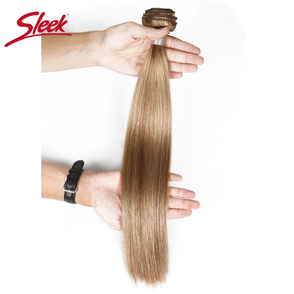 Sleek Virgin One Piece Honey Blonde P27/613 P10/16 Double Drawn Brazilian Mink Silky Straight Remy Human Hair Weave Bundles