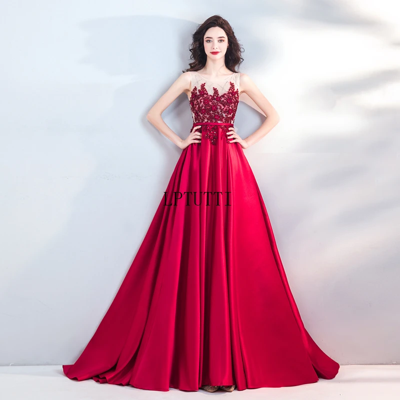 

LPTUTTI Embroidery Appliques New For Women Elegant Date Ceremony Party Prom Gown Formal Gala Events Luxury Long Evening Dresses
