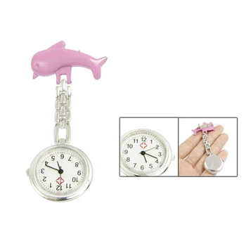 

YCYC!5*New Practical Nurse Nursing Pink Dolphin Shape Pocket Safety Pin Brooch Watch