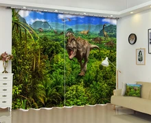 Dinosaur print Chinese Modern Luxury 3D Blackout Window Curtain Drapes For Living room Bed room Hotel Wall Tapestry Cortinas