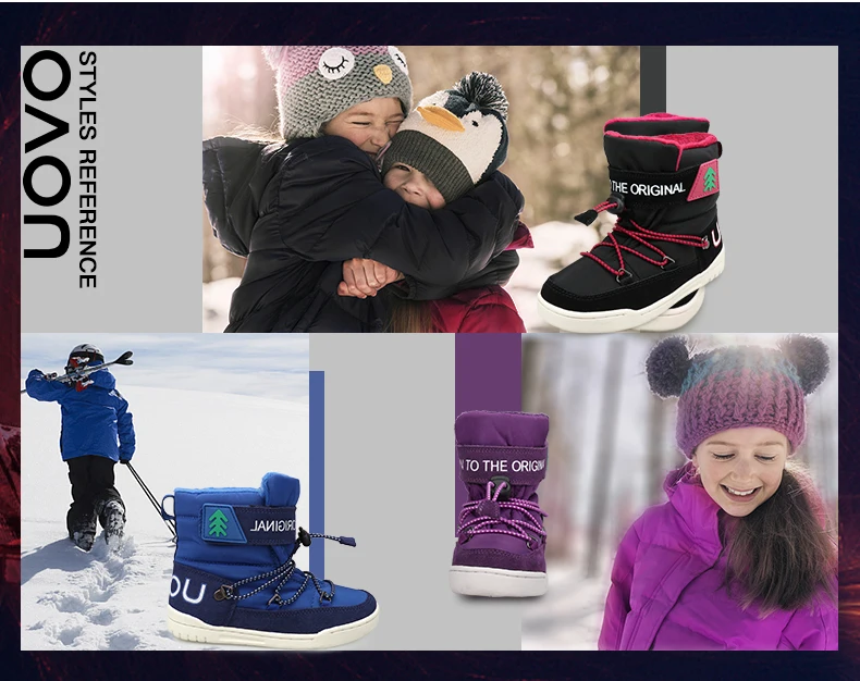 Winter Snow Boots Kids 2020 UOVO New Arrival Fashion Children Warm Boots Boys and Girls Shoes With Plush Lining #29-37