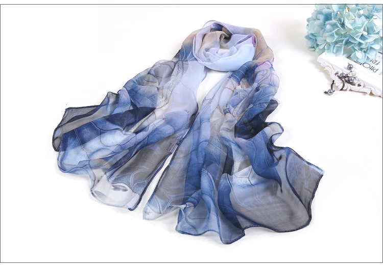 Summer Femme Scarves Scarf Scarf Women Floral Lotus Printing Long Soft Wrap Scarf Ladies Shawl Veil