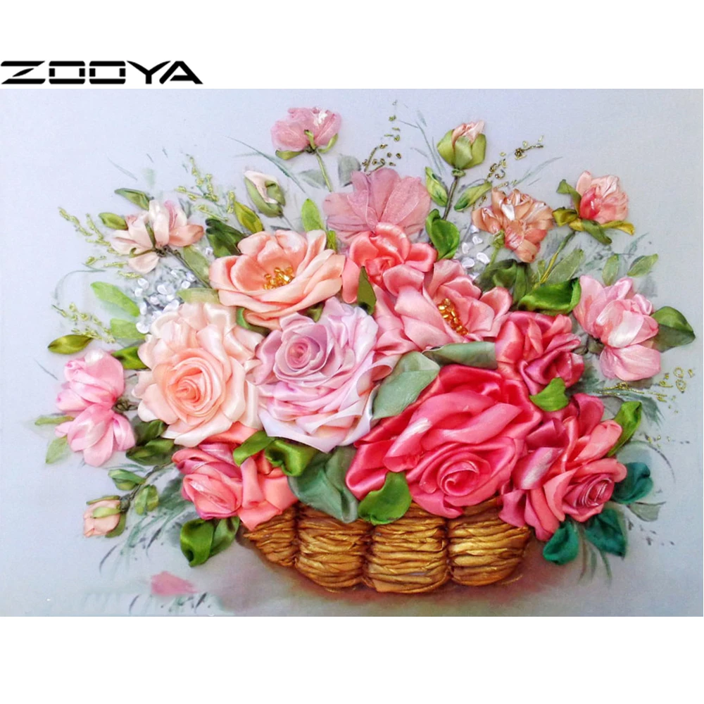 ZOOYA продажи алмазной вышивки 5D DIY украшения живописи красные розы внутри корзины