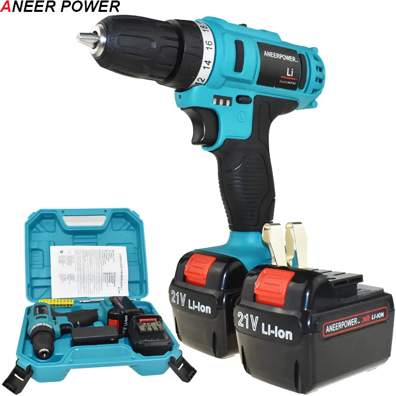 

21v Screwdriver Batteries Electric Screwdriver Power Tools Electric Drill Mini Battery Drill Cordless Drill +The plastic box