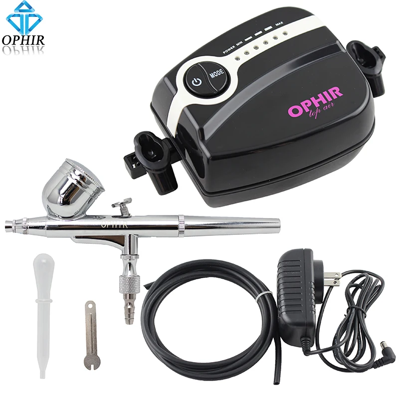 OPHIR 5-Adjustable Mini Air Compressor 0.3mm Airbrush Kit for Temporary Tattoo Nail Art Painting Makeup Tool #AC094P+AC004A OPHIR 5-Adjustable Mini Air Compressor 0.3mm Airbrush Kit for Temporary Tattoo Nail Art Painting Makeup Tool #AC094P+AC004A