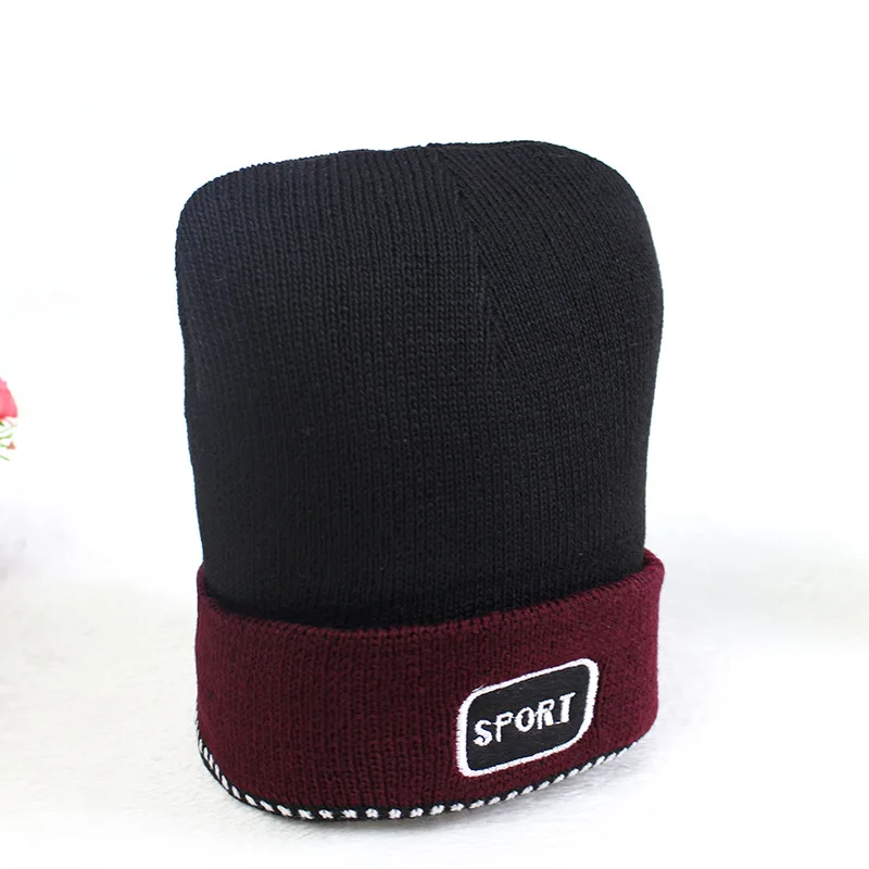 

2016 Korean Version Of The New Dual-Layer Plus Cashmere Knitted Wool  Beanies Cap SPORT Letters Ski Cap Winter Skullies Caps