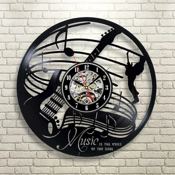 

reloj saat Guitar Music Instrument Art Gift Circle Vinyl Wall Clock Art Home Decor Interior Design Childrens Room Living Bedroom