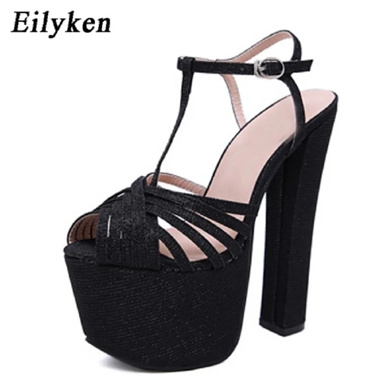 

Eilyken New Design Sexy Gladiator Women Sandals Square Heel Buckle Strap Ankle Strap Platform Sandals Pumps Party shoes