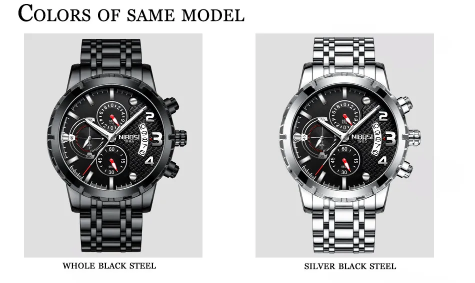 Relogios NIBOSI Luxury BrandSprotMilitary Watch Men WaterproofWatches 2018 Chronograph Wrist Watches Stainless Steel Sport    (8)