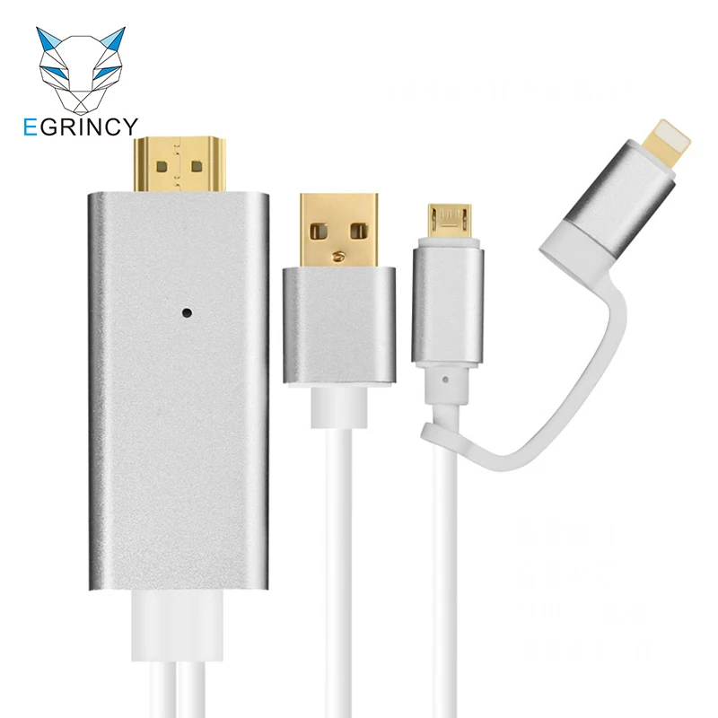 Продажа Egrincy 2 в 1 2 м HDMI адаптер HDMI кабель HDTV адаптер USB кабель для iPhone 5S 6 6 S iPad плюс для Android Samsung Huawei Xiaomi