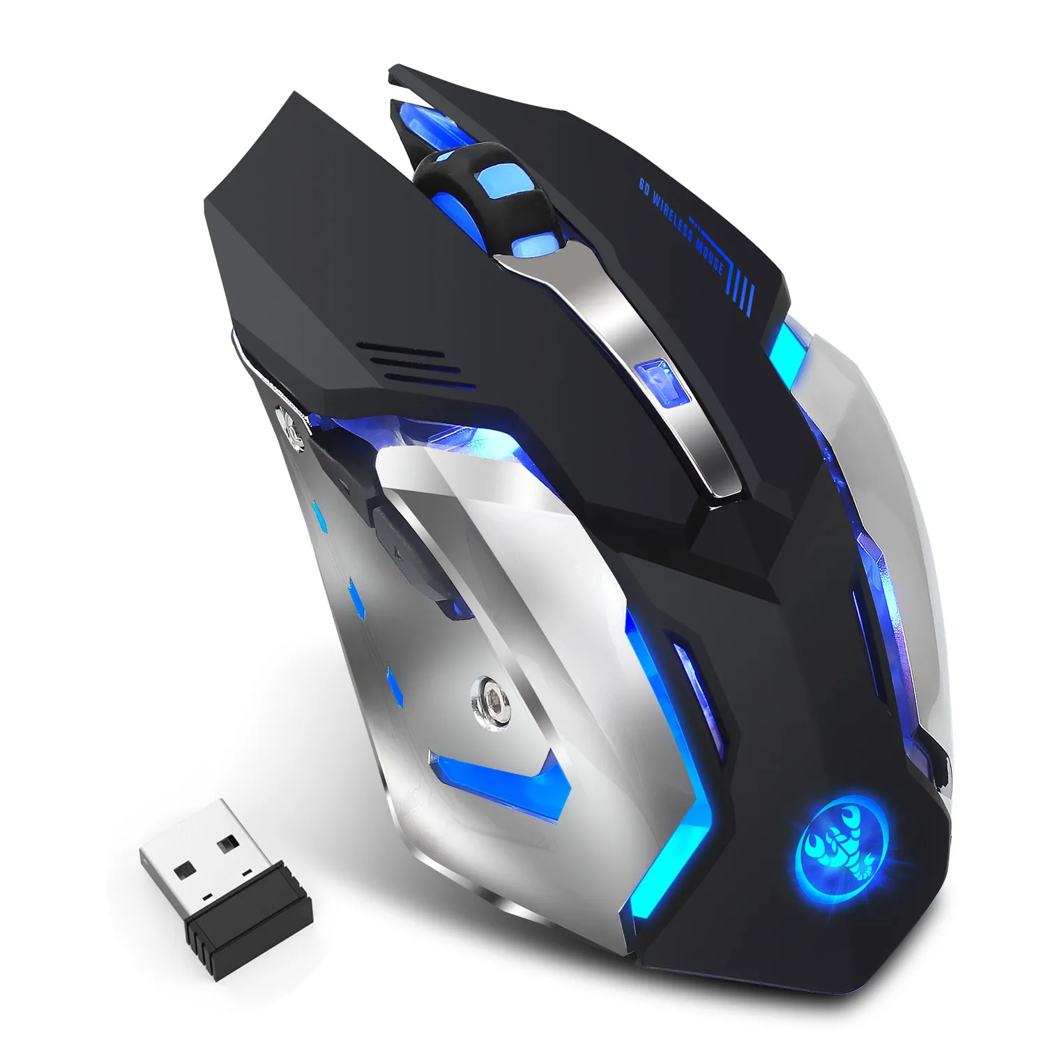 Беспроводная мышь геймерская перезаряжаемая 7 цветов с подсветкой USB мышь дышащая для настольных игровых ноутбуков Gamer Draadloze Muis# LR3