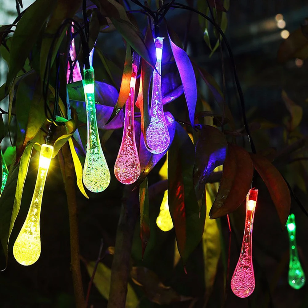 

TSLEEN Solar Powered Water Drop 7M String Lights 50 LED Fairy Light Wedding Party Outdoor Indoor Christmas Decorations for Home