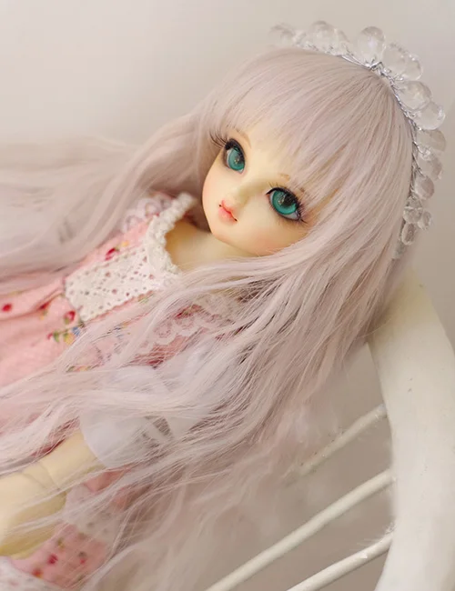 BJD кукла парики серебро розовый смешанный цвет Jagged bang парики для 1/8 1/3 1/6 1/4 BJD DD SD MSD кукла высокая температура длинные вьющиеся парики