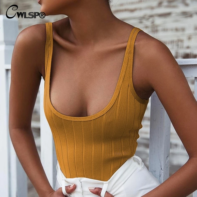 

CWLSP 2018 NEW Summer Women Solid Bodysuits With Cross Square Neck Sexy Jumpsuits For Women Backless Sleeveless QZ2908