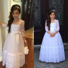 Детская праздничная одежда, платье с цветочным узором для девочек на день рождения, платье для первого причастия для девочек, пышные платья для девочек
