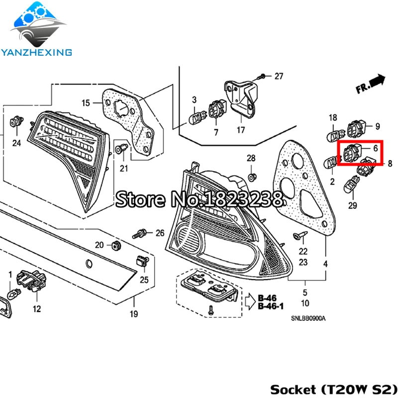 Правая сторона хвост розетку(T20W S2) oem: 33513-S50-003 для Honda Fit города fit салон для соглашения для CIVIC Для CRV