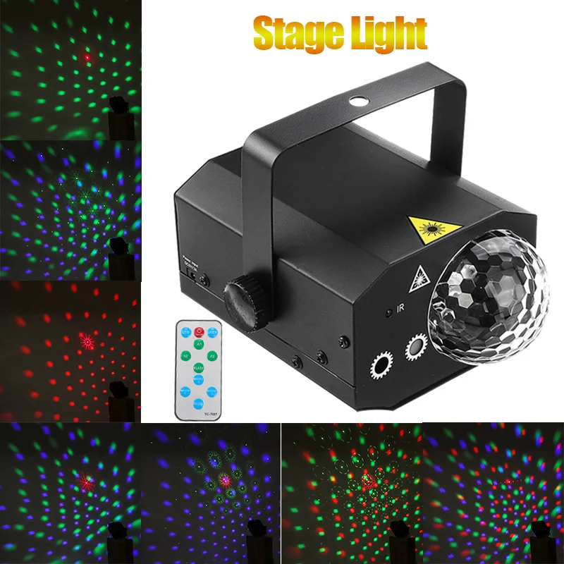 

16 in 1 LED Laser Music Ball Sound Activated Pattern Effect RGB Projector Spotlight Lighting Effect Party Light Show