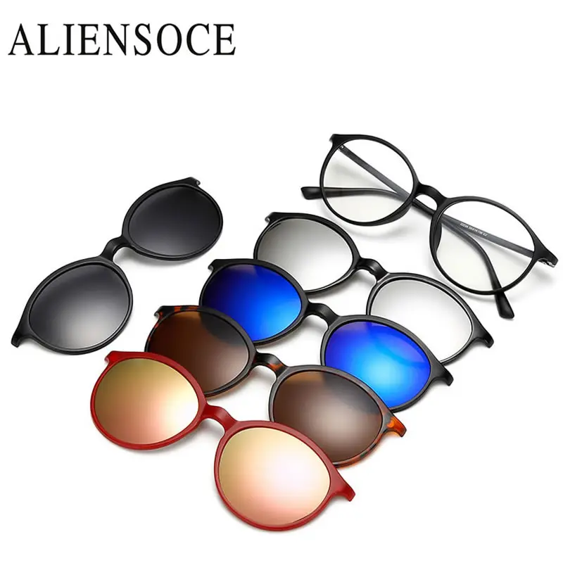 

NEW 5 Lens Magnet Sunglasses Clip Mirrored Clip on Sunglasses Clip on Glasses Men Polarized Clips Custom Prescription Myopia