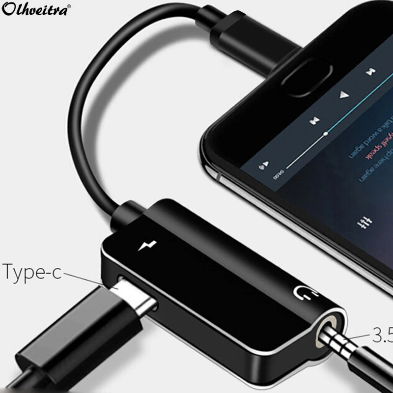 

Olhveitra Type C 3.5mm AUX Audio Jack Headphone Adapter Charging Oneplus 7 For Huawei Samsung Type-C Charger Splitter Converter