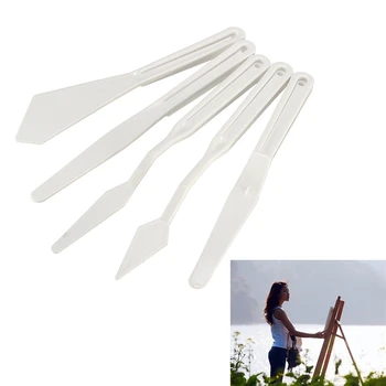 

KICUTE 5 Pcs/Set Super-thin Flexible Plastic Palette Knives Knife Set Artistt Oil Paint Painting Spatula Palle Tool