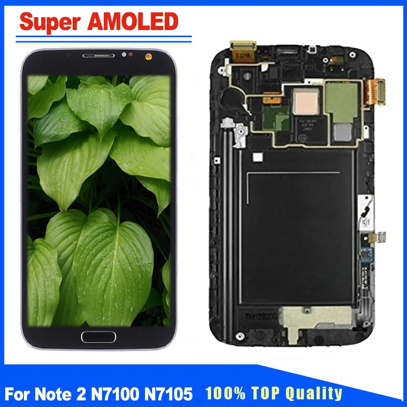 

For Samsung Galaxy Note 2 N7100 N7105 Super AMOLED LCD Display Touch Screen Digitizer With Frame Full Assembly Replacement