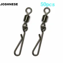JOSHNESE 50 шт. рыболовные шарниры Роллинг поворотный карабин Размеры 8/6/4/2 крючок приманки разъема снасти поворотные рыболовные