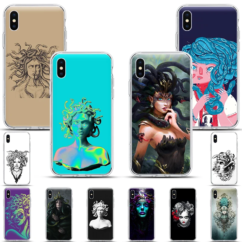 

SOFT TPU cover Case for iphone 11 11Pro Max X XR XS Cool vogue Medusa snake hair clear silicone phone cases for 7 8 6splus 5s se